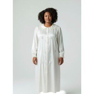 Vintage Kathryn Embroidered Floral Brushed Satin Nightgown